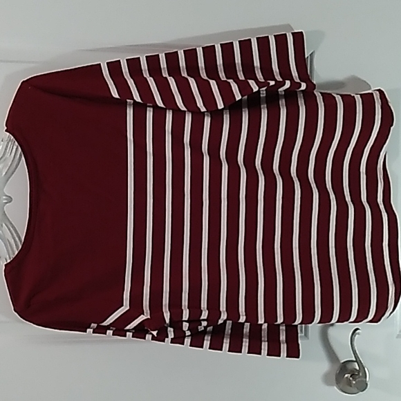 Charter Club XL Burgundy and White Stripe Shirt - Picture 3 of 3